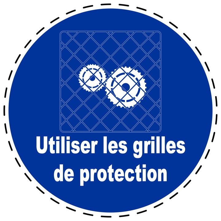 Sticker Indicator Autoadeziv de Obligativitate - Utilizati Grilajul de Protectie 5 cm