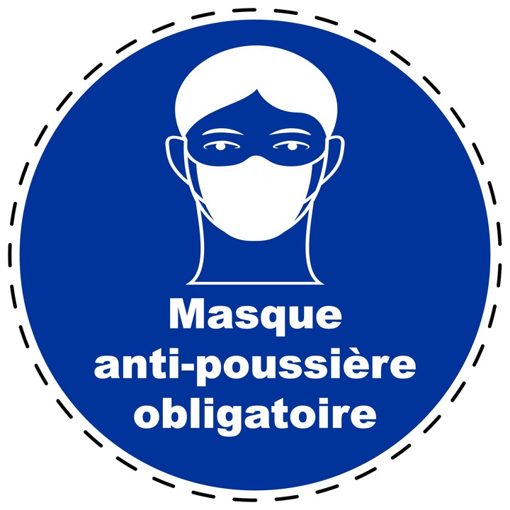 Sticker Indicator Autoadeziv de Obligativitate - Masca Anti-Praf Obligatorie 5 cm