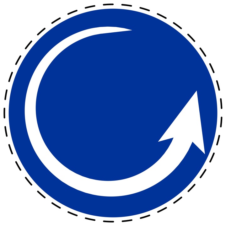 Sticker Indicator Autoadeziv de Obligativitate - Sens de Rotatie Antiorar 5 cm