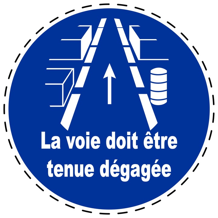 Sticker Indicator Autoadeziv de Obligativitate - Pastrati Traseul Neobstructionat 5 cm