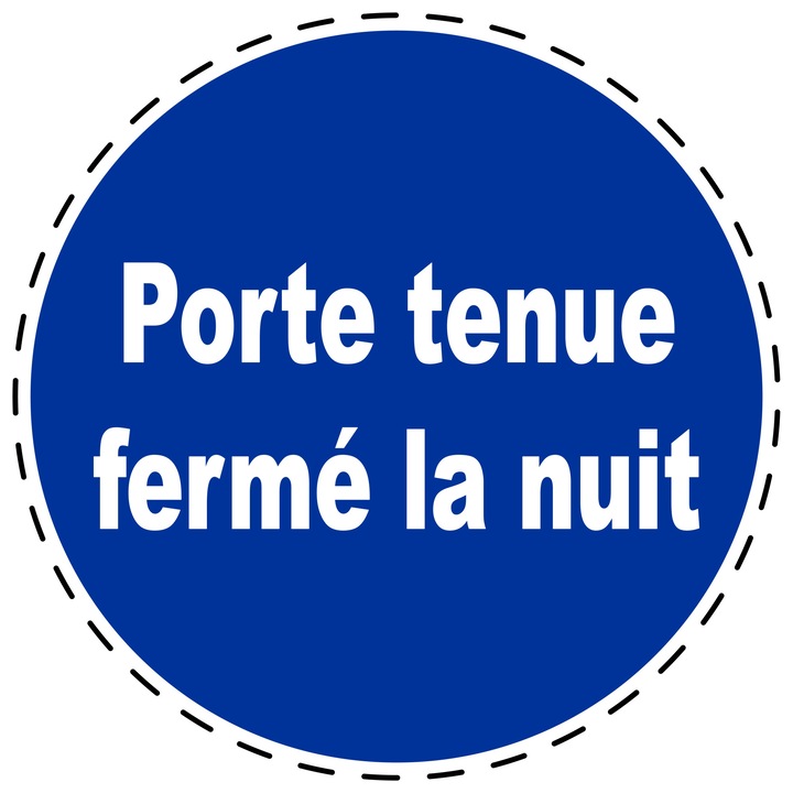 Sticker Indicator Autoadeziv de Obligativitate - Usa Se Tine Inchisa Noaptea 5 cm