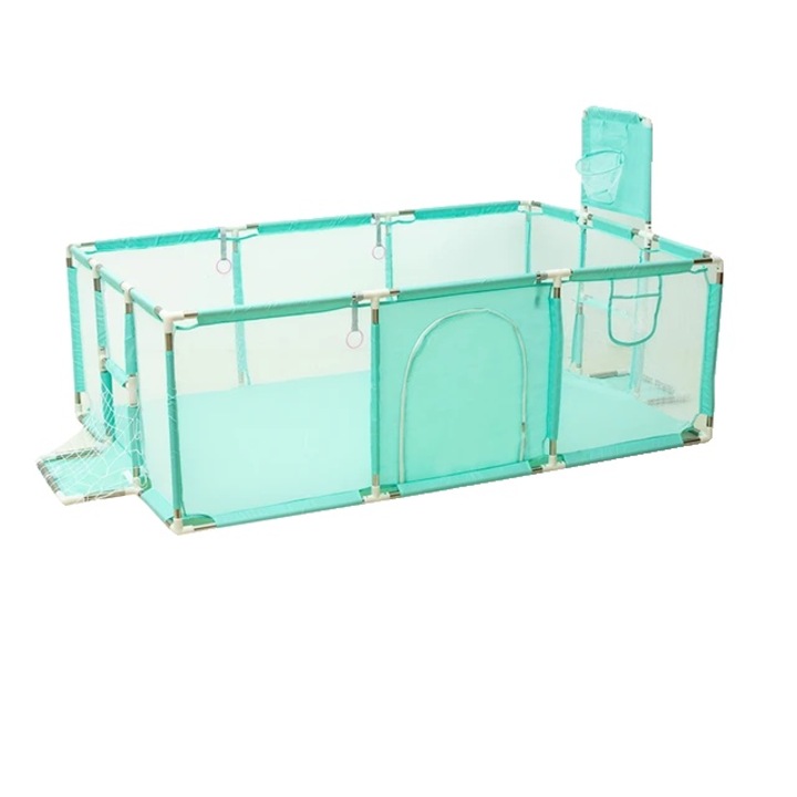 Tarc de joaca multifunctional, cu cadru de baschet, verde, pentru interior