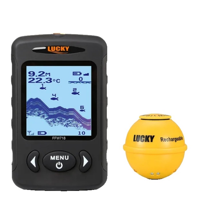Sonar GPS pescuit, detectare 90 grade, adancime 45m, negru