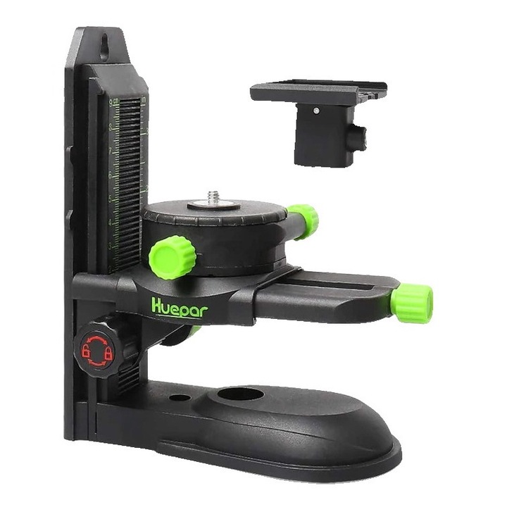 Адаптер за лазерен нивелир, Huepar, магнитна въртяща се основа, регулируем на 360°, зелен/черен