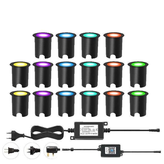 Set Proiectoare LED pentru Deck, RGB, Control WIFI, IP67, 16 buc