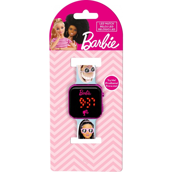 Ceas digital pentru copii Euroswan, colectia Barbie, LED, PVC, 21.5x0.5x3.5cm