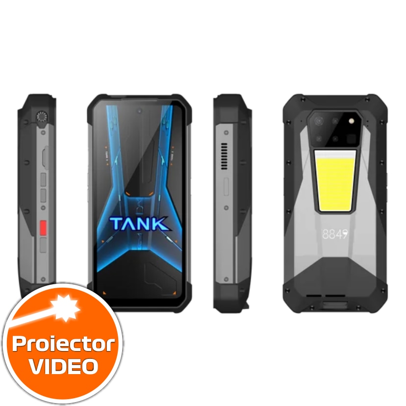 Telefon mobil Unihertz Tank 3 Pro, 5G, Proiector video 100 Lumeni, 32GB RAM (16GB + 16GB extensibili), 512GB ROM, 6.79" FHD+ 120Hz, Camera 200mpx, Night Vision, Android 14, Dimensity 8200, 23800mAh