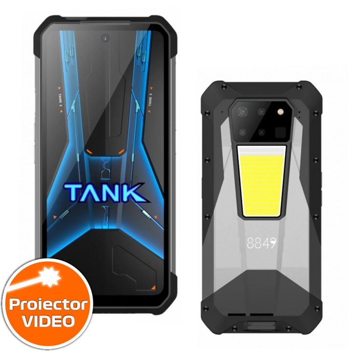 Telefon mobil Unihertz Tank 3 Pro, 5G, Proiector video 100 Lumeni, 32GB RAM (16GB + 16GB extensibili), 512GB ROM, 6.79" FHD+ 120Hz, Camera 200mpx, Night Vision, Android 14, Dimensity 8200, 23800mAh