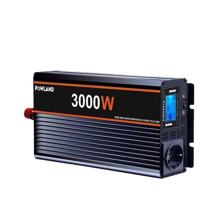 Автомобилен инвертор, изходна мощност 3000W, преобразуване 12V/24V DC към 220V AC, 3000W, 12V, Европа
