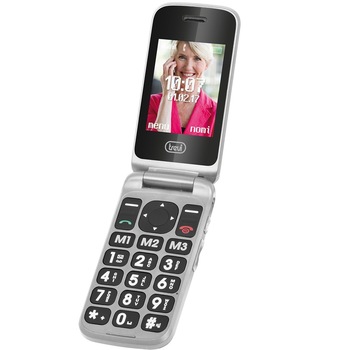 Telefon seniori Trevi pliabil dubludisplay, butoane mari camera foto, radio FM, difuzor, lanterna, agenda 250, 5 numere cu functie SOS, bluetooth, iesire casti, reportofon, alarma, silver Telefon seniori Trevi pliabil dubludisplay, butoane mari camera foto, radio FM, difuzor, lanterna, agenda 250, 5 numere cu functie SOS, bluetooth, iesire casti, reportofon, alarma, silver