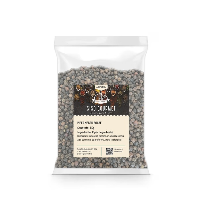 Piper Negru Boabe, Siso Gourmet, 1Kg