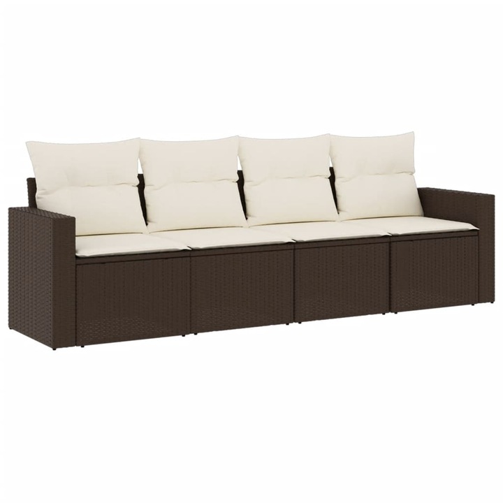 vidaXL 4 részes barna polyrattan kerti ülőgarnitúra párnákkal 55 x 62 x 69 cm 24.2 kg