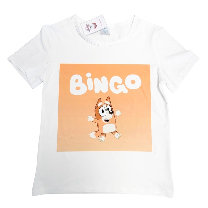 Tricou personalizat copii serial bluey bingo, alb, XXXL, 9-11 ani