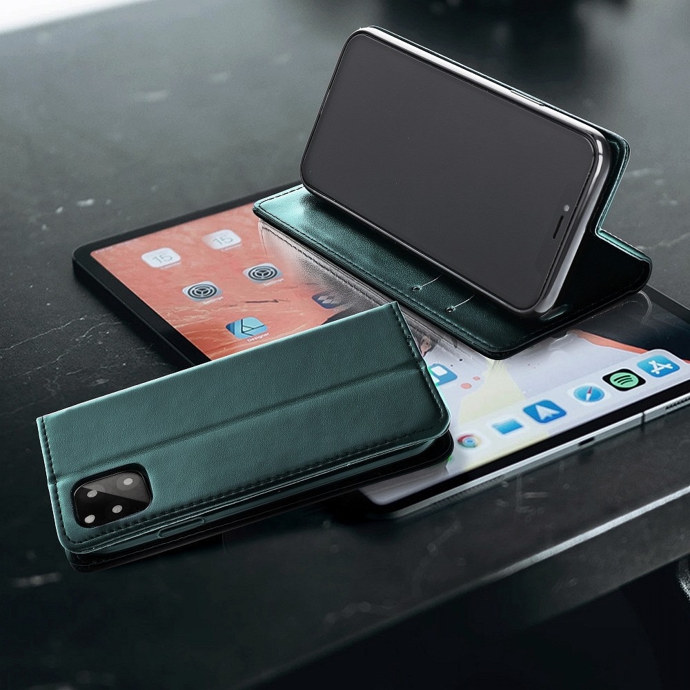 Samsung Galaxy A17 4G / A17 5G Husă tip carte, husă telefon, cu suport card bancar, închidere magnetică, verde, Smart Magneto