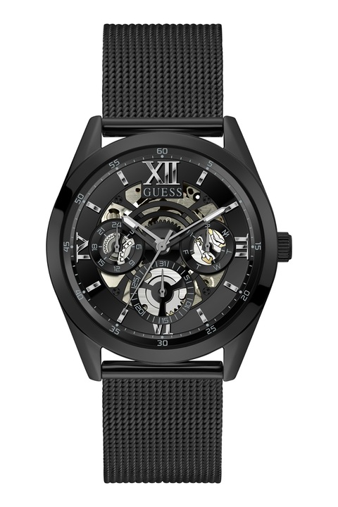 Guess, Rozsdamentes acél karóra látható mechanikával, Fekete