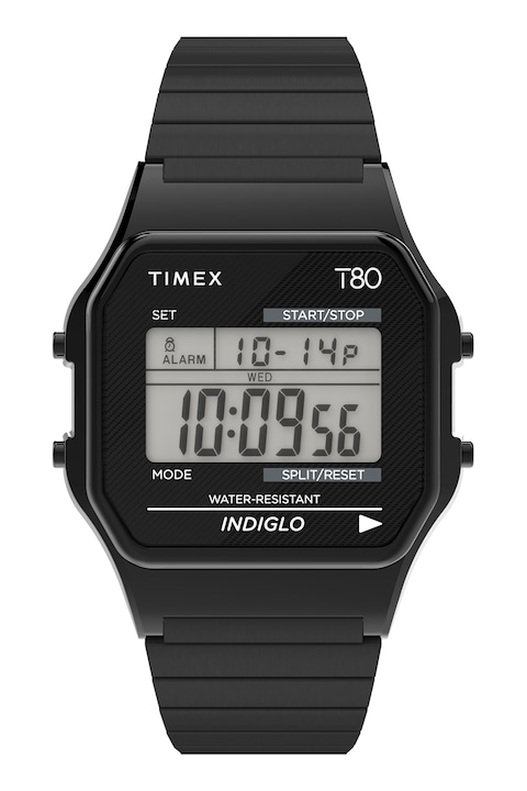 Timex, Унисекс дигитален часовник Lab T80 - 34 мм, Черен