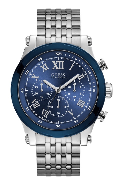 Guess, Rozsdamentes acél chrono karóra, Ezüstszín, Sötétkék
