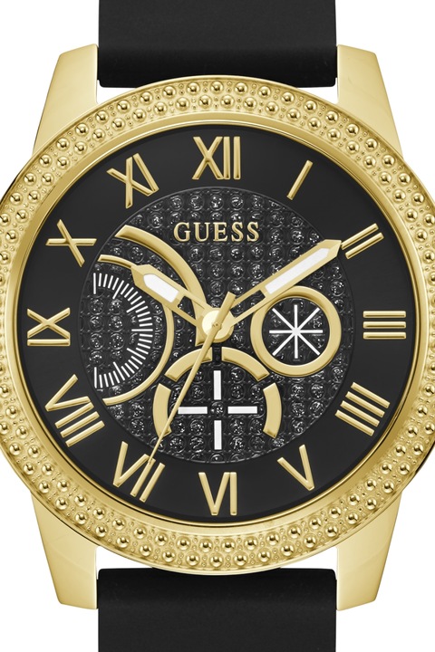 Guess, Часовник със силиконова каишка, Златист, Черен