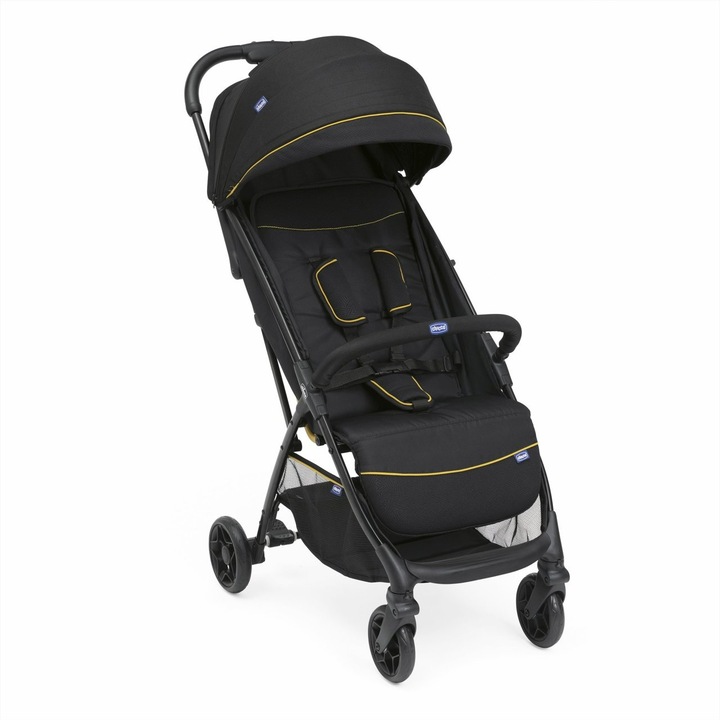 Carucior sport pentru bebelusi Chicco Glee Uneven Black, 0 luni+, negru