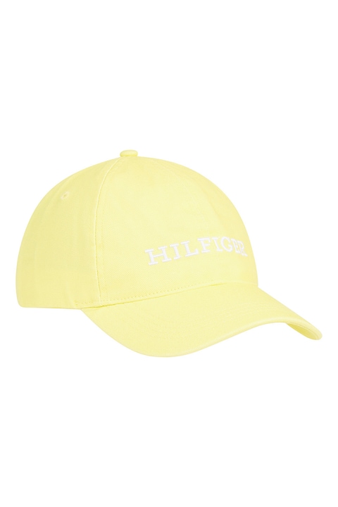 Tommy Hilfiger, Памучна шапка TH Monotype Soft 6, Бледожълт