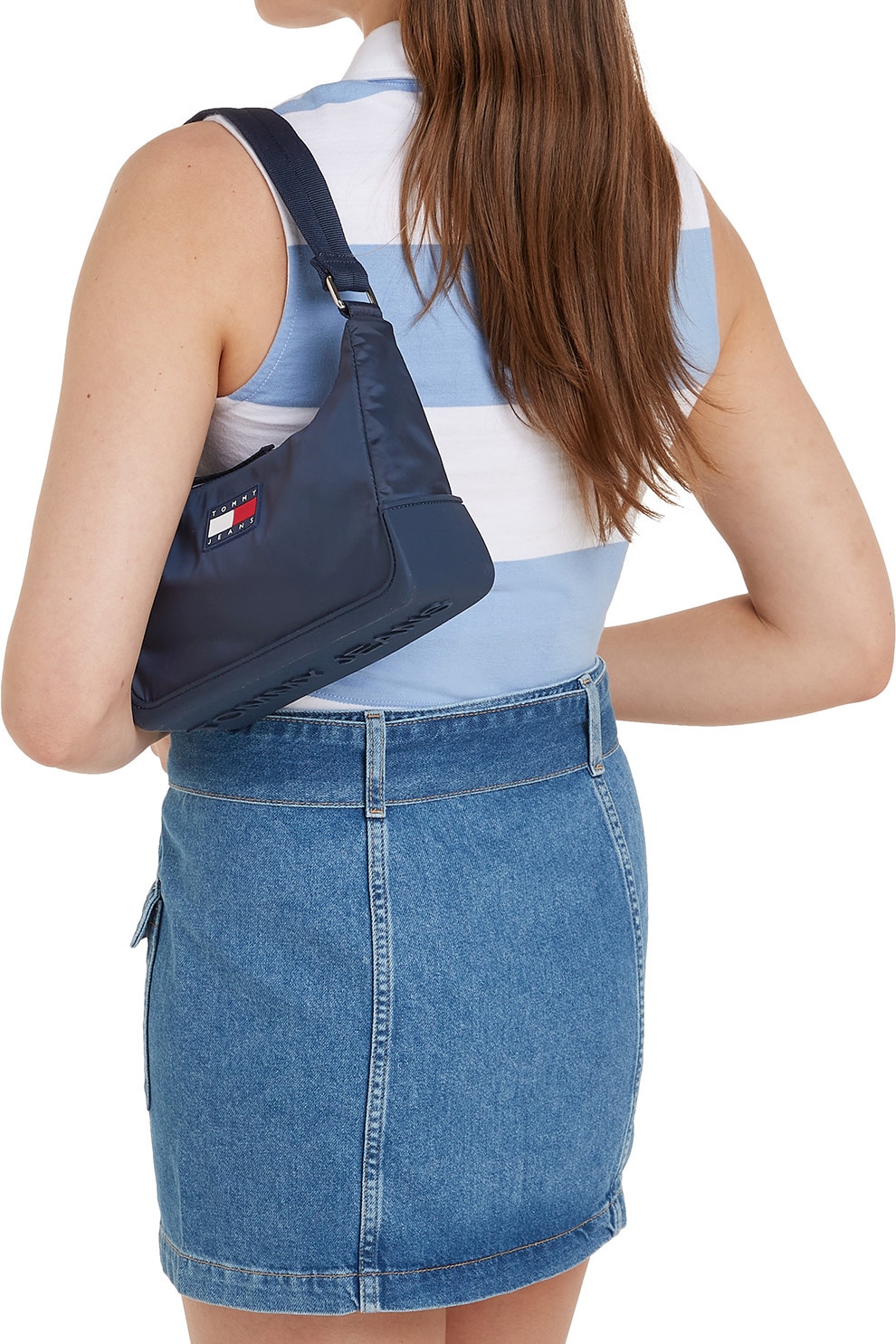 Tommy Hilfiger, Geanta de umar cu aplicatie logo, Bleumarin - eMAG.ro