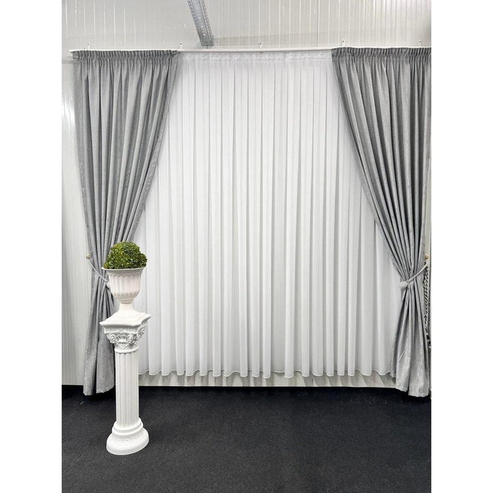 Комплект 2 пердета Gravel, сиви, изработени върху арматура с ширина 10 см, 2x150x270