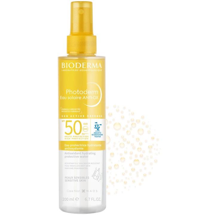 Víz antioxidáns fényvédővel Bioderma Photoderm ANTI-OX SPF 50, 200 ml