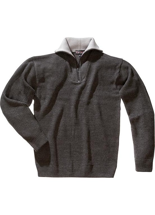 Férfi pulóver, gallérral és cipzárral, poliészter/akril, szürke