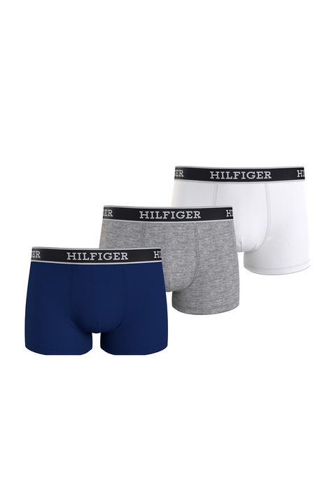 Tommy Hilfiger, Set de boxeri cu banda logo in talie - 3 perechi, Albastru royal