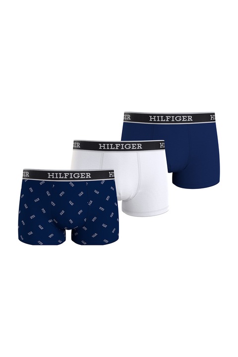 Tommy Hilfiger, Set de boxeri de bumbac - 3 perechi, Alb/Bleumarin, L