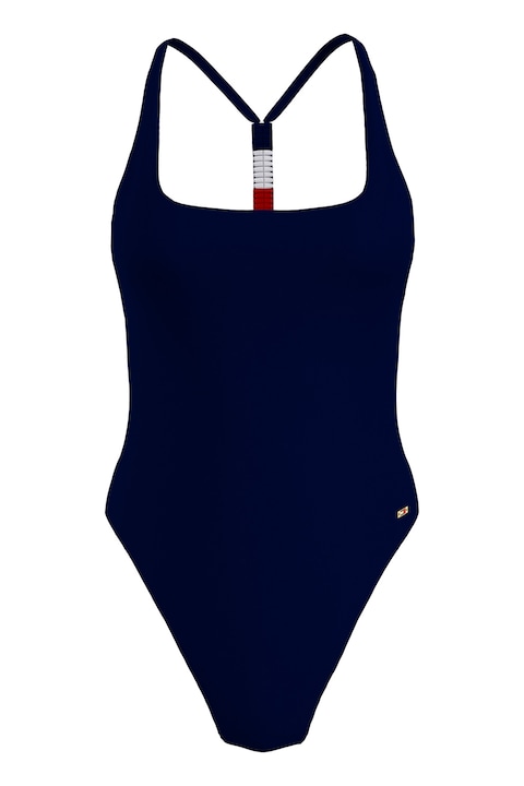 Tommy Hilfiger, Costum de baie intreg cu model uni, Bleumarin