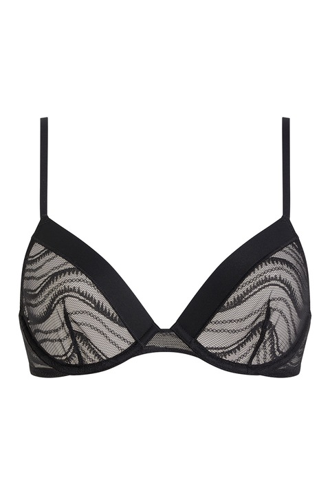 CALVIN KLEIN, Állítható pántos csipkemelltartó, Fekete