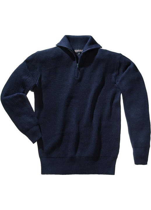 Férfi poliakril cipzáras sötétkék S INTL