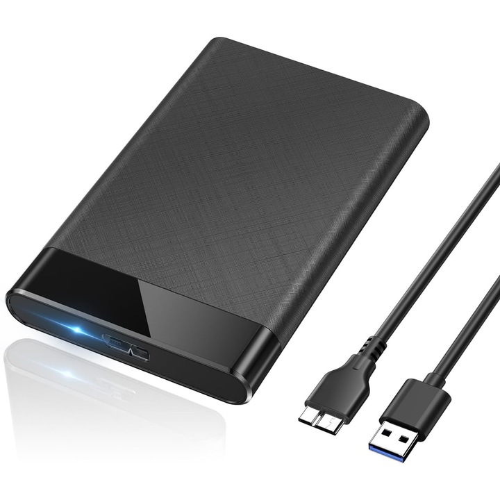 Carcasa hard disk extern, JENUOS®, USB 3.0, SATA/SSD, 2.5'', Negru