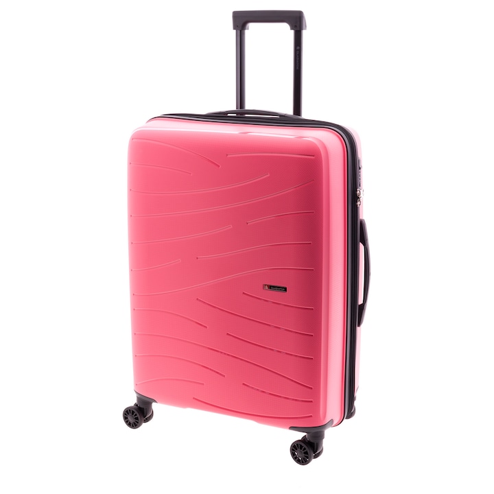 Troler Mediu Extensibil, Polipropilena, Cifru, 4 Roti Duble, Gladiator, Flow, MG 1711 - 68 cm, Roz