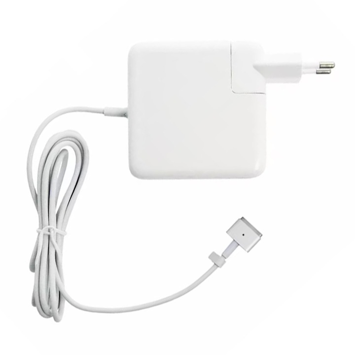 Magsafe töltőkészlet és töltőkábel, Darklove, 85W, Kompatibilis Macbook Pro Mid 2012 – 2015 között, PD gyorstöltési protokoll, Mágneses csatlakozó, EU dugós típus, Kábel 1,8 m, Rövidzár védelem, PC, 80*80*28.5mm, Fehér