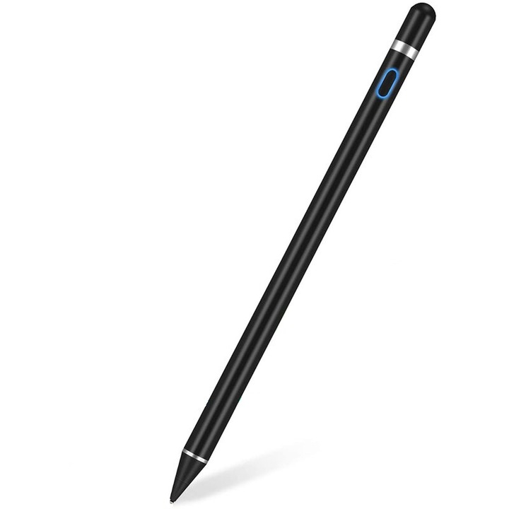 Stylus Pen Activ, univerzális kompatibilitás, rugalmas és ultraérzékeny hegy, JA05, töltőkábel mellékelve, Micro-USB csatlakozó, alumínium, fekete