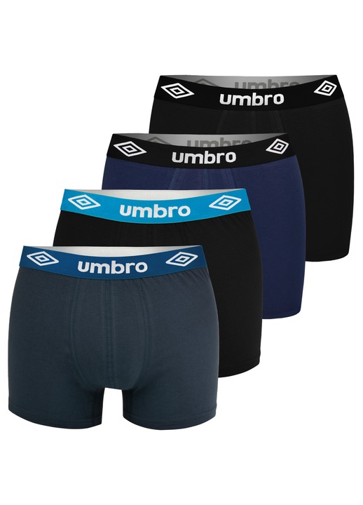 Set 4 Boxeri Barbati, Umbro, Bumbac, BM563, Negru/Albastru inchis/Multicolor/Albastru