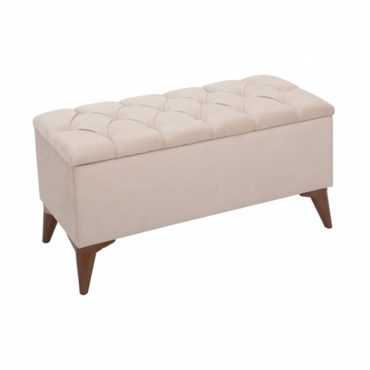 Taburet Crem Babyface textil Matlasarea Mana si cu depozitare HAMAN