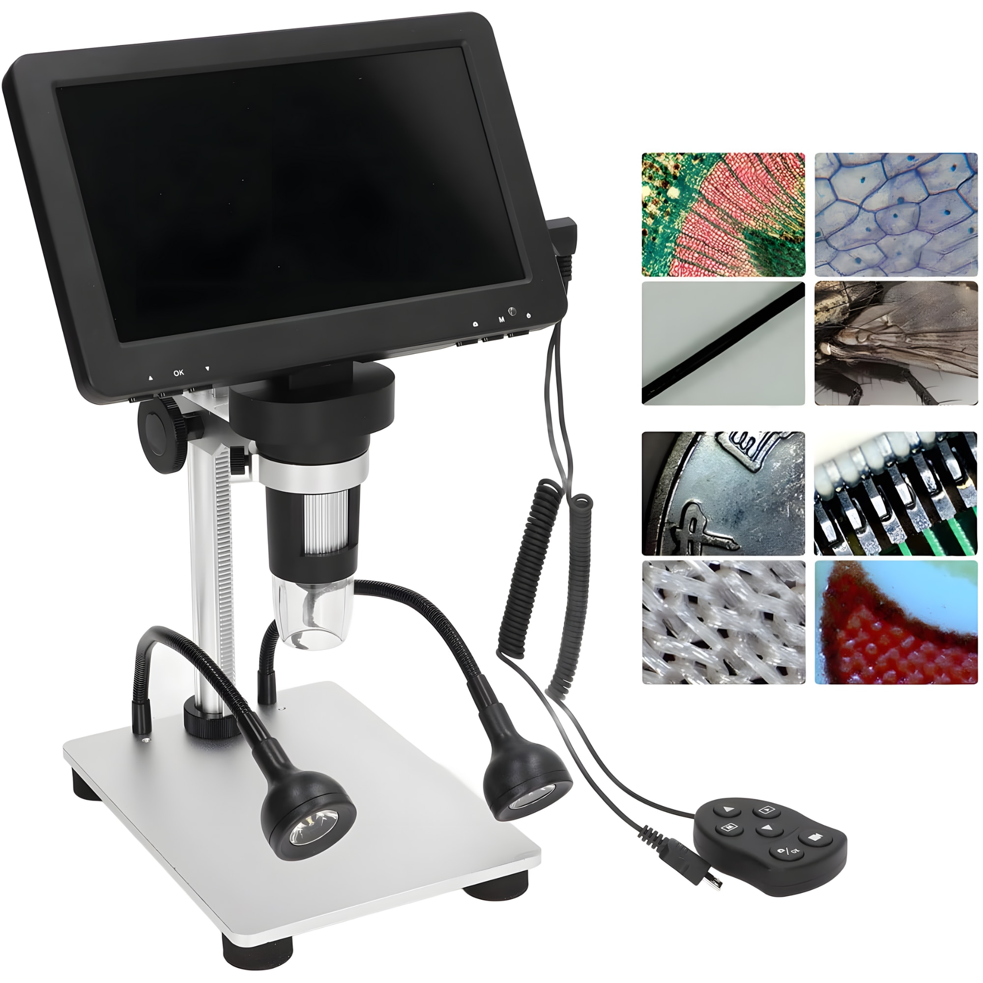 Цифров микроскоп 12MP, Увеличение 10x-1200x, 13 езика, 7-инчов HD LCD ...