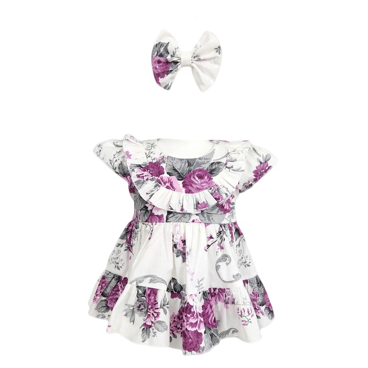 Rochita botez fete, model Happy, 2 piese mov, varsta 6 luni