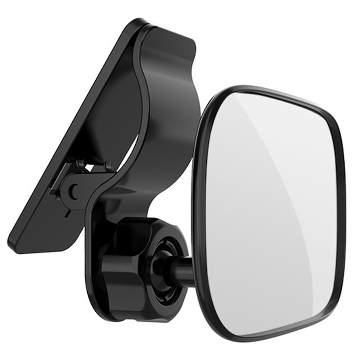 Oglinda auto supraveghere bebe, SINBINTA, Convexa ce ofera un unghi larg de vizualizare, Cu functie de reglare a unghiului la 360°, Anti-slip, Fixare cu clips, Instalare usoara, ABS/Sticla, 9*6*6cm, Negru