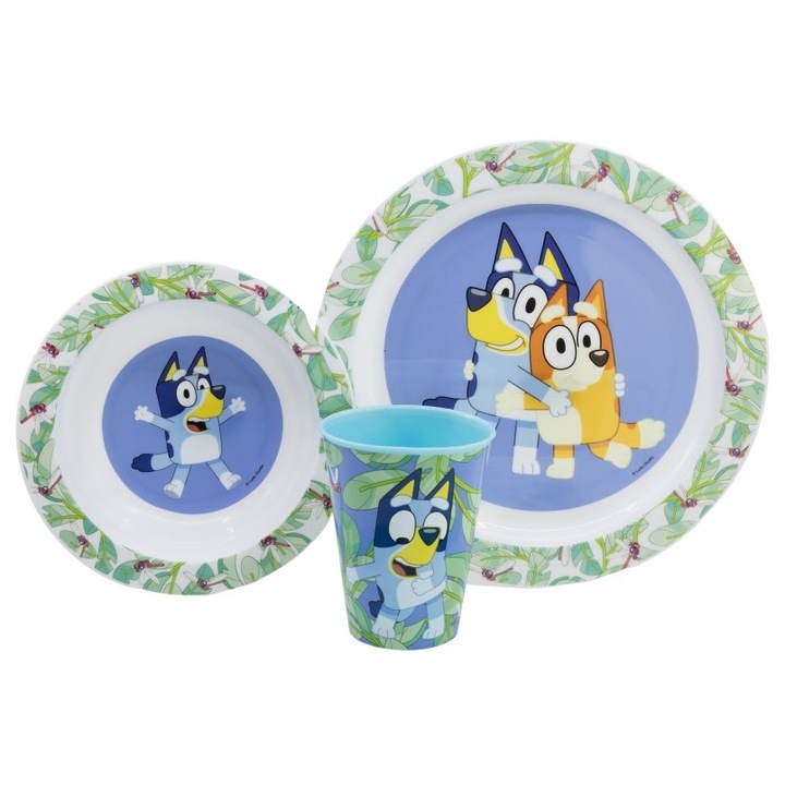 Set mic dejun melamina 3 piese Bluey Albastru 0.430 l