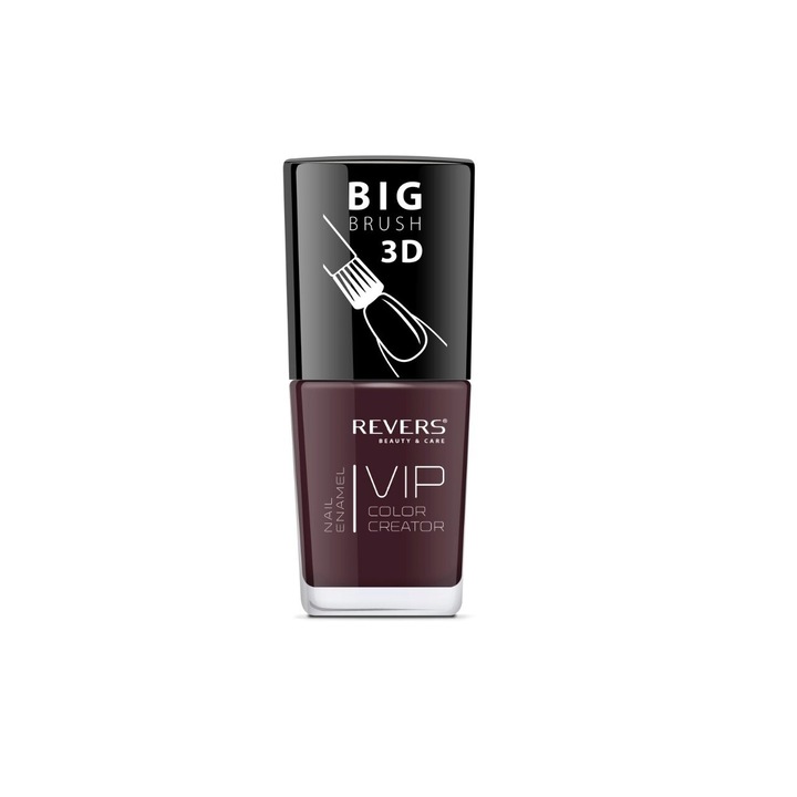 Lac de unghii Vip, 3D, Revers, maro inchis, 12 ml, Nr 006 - Lucios