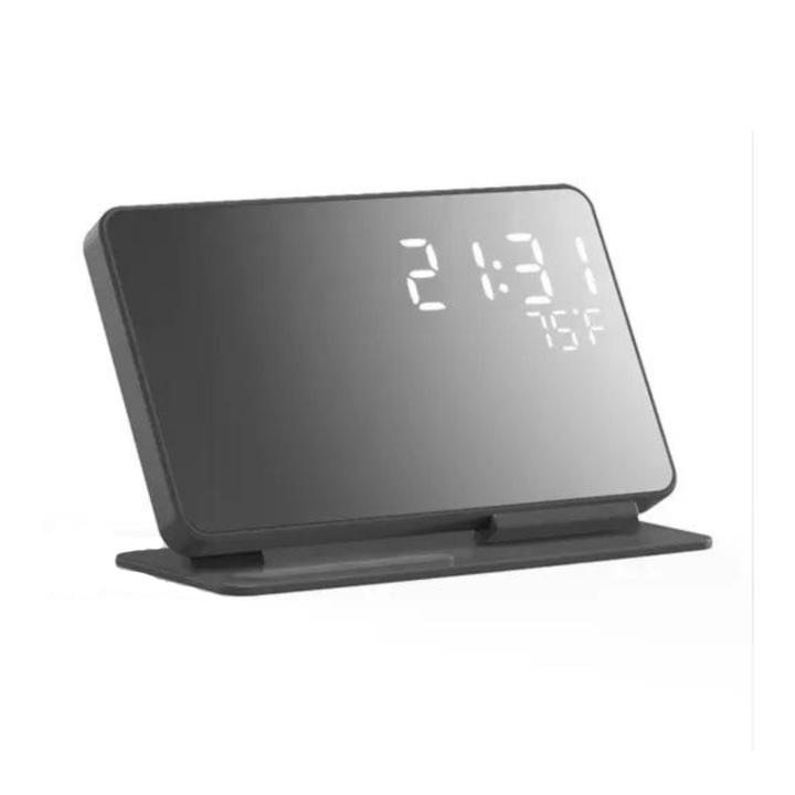 Statie de incarcare 4 in 1, Selling Depot®, afisare ceas, temperatura, QI Fast Wireless charge, compatibil Iphone 14/13/12/Pro/Mini/Max, Watch 7/6/5/4/3/2 AirPods/Pro, Android si IOS, 15 W