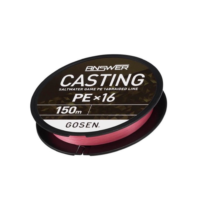 Fir textil Gosen Answer Casting PE X16 Pink 150m, marime PE #1.2, 0.187mm, 12.7kg