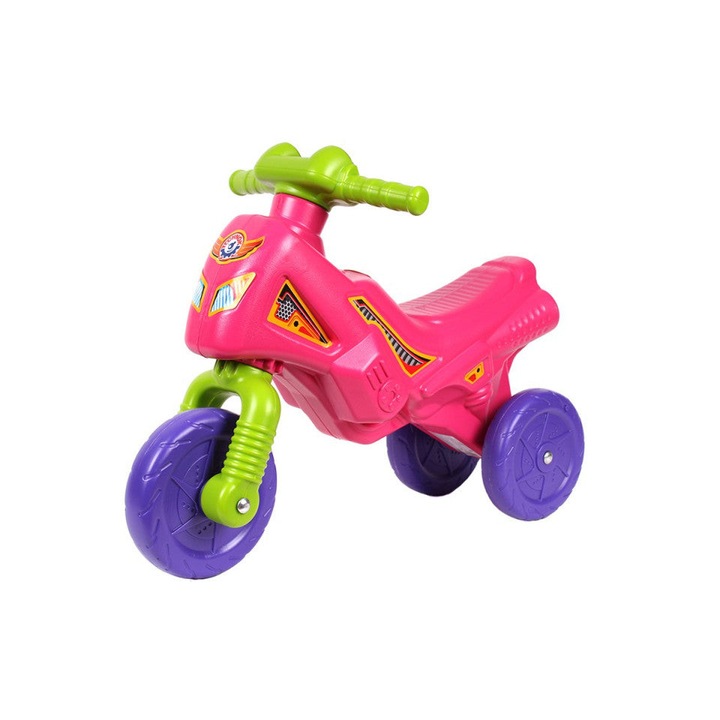 Mini kerékpár babáknak, TechnoK 4425 motorkerékpár, rózsaszín/lila/zöld