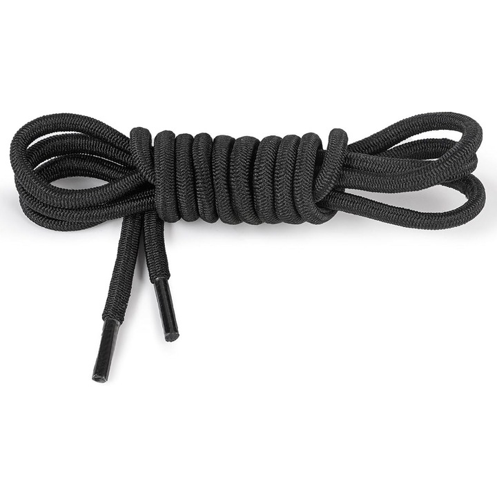 Set 2 Sireturi Elastice cu sistem NO TOUCH cu Capsula Metalica, Sarphia Store, Rotunde, Negru