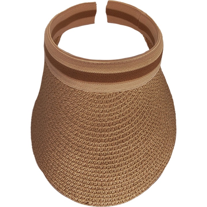 Palarie De Paie Pentru Femei, Stil Tennis, Boruri Late, Bej, Bej inchis, One-Size