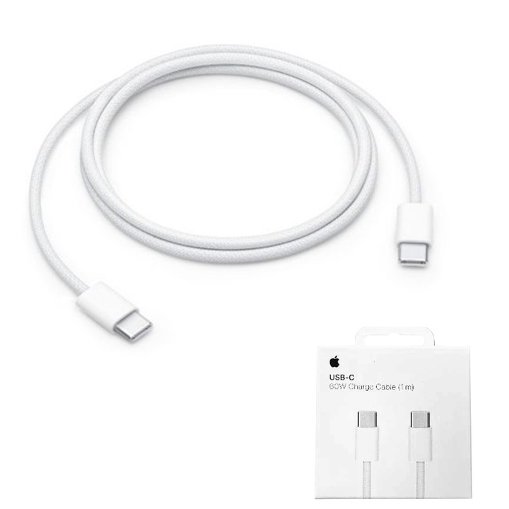 Cablu de Date USB-C la USB-C, 1m, 60W - Apple (MQKJ3ZM/A) - Alb